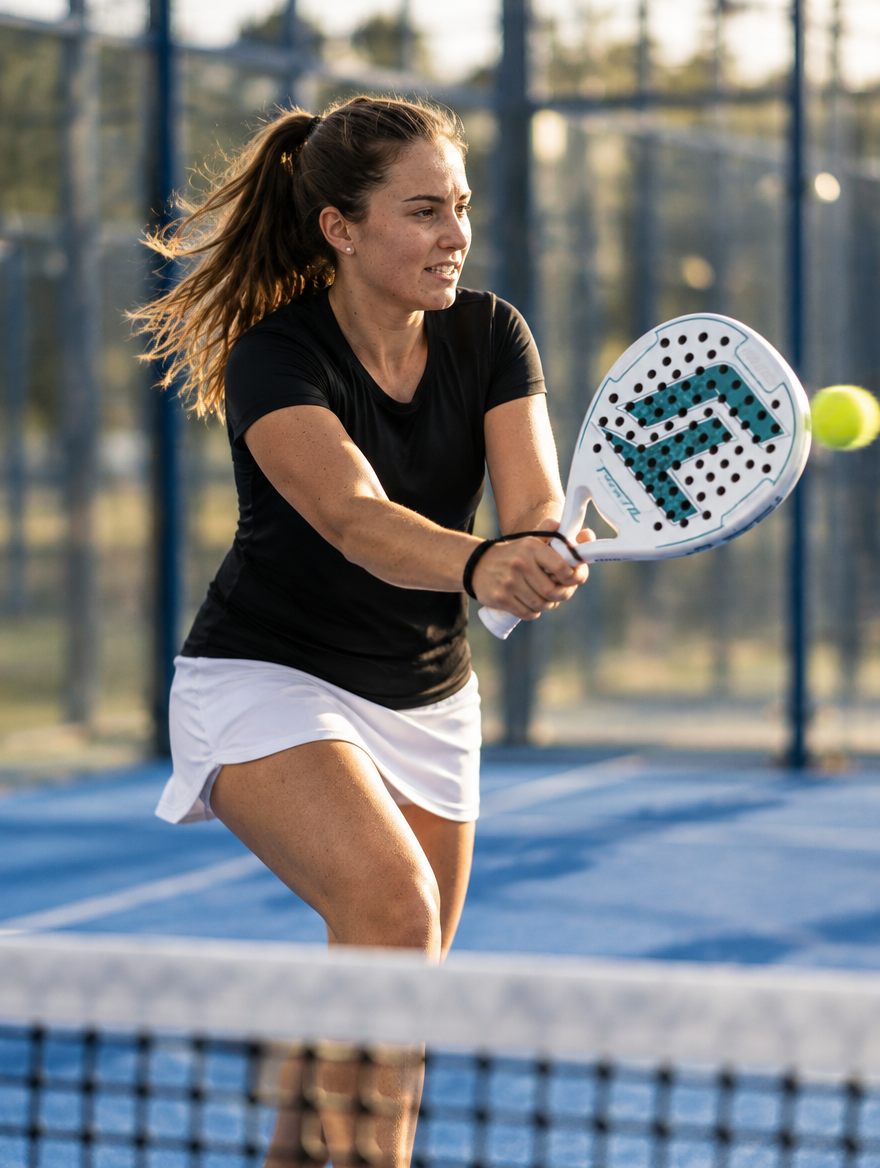 Illustration of the same player mid volley at the net.